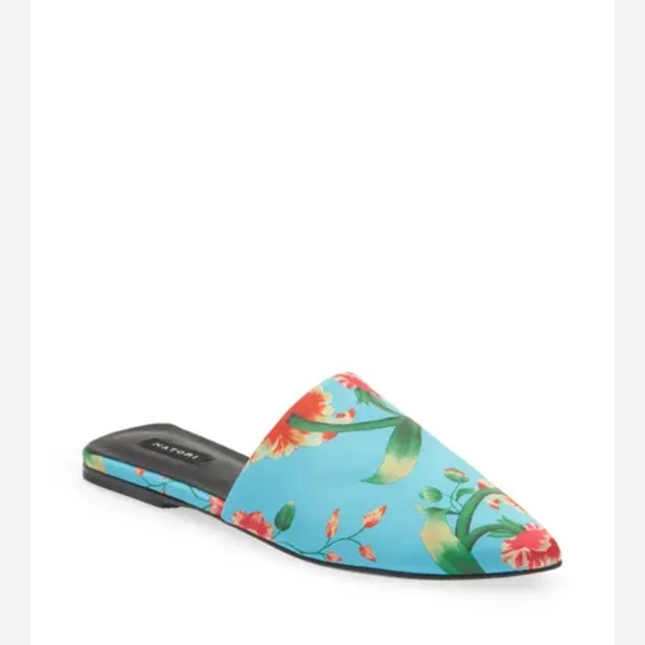 Natori Women's Floral Blue Mules - Picture 2 of 9